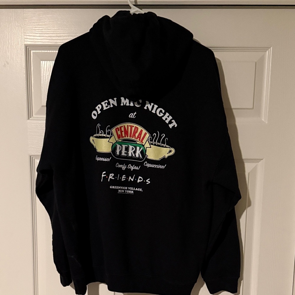 FRIENDS Black Hoodie with Iconic Central Perk Logos - Picture 5 of 6
